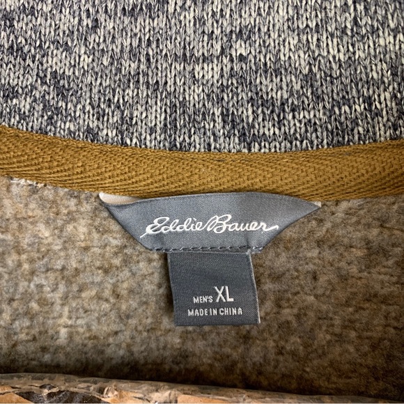 Eddie Bauer Quarter Zip Sweater Pullover Brown Men’s Extra Large - Picture 3 of 4
